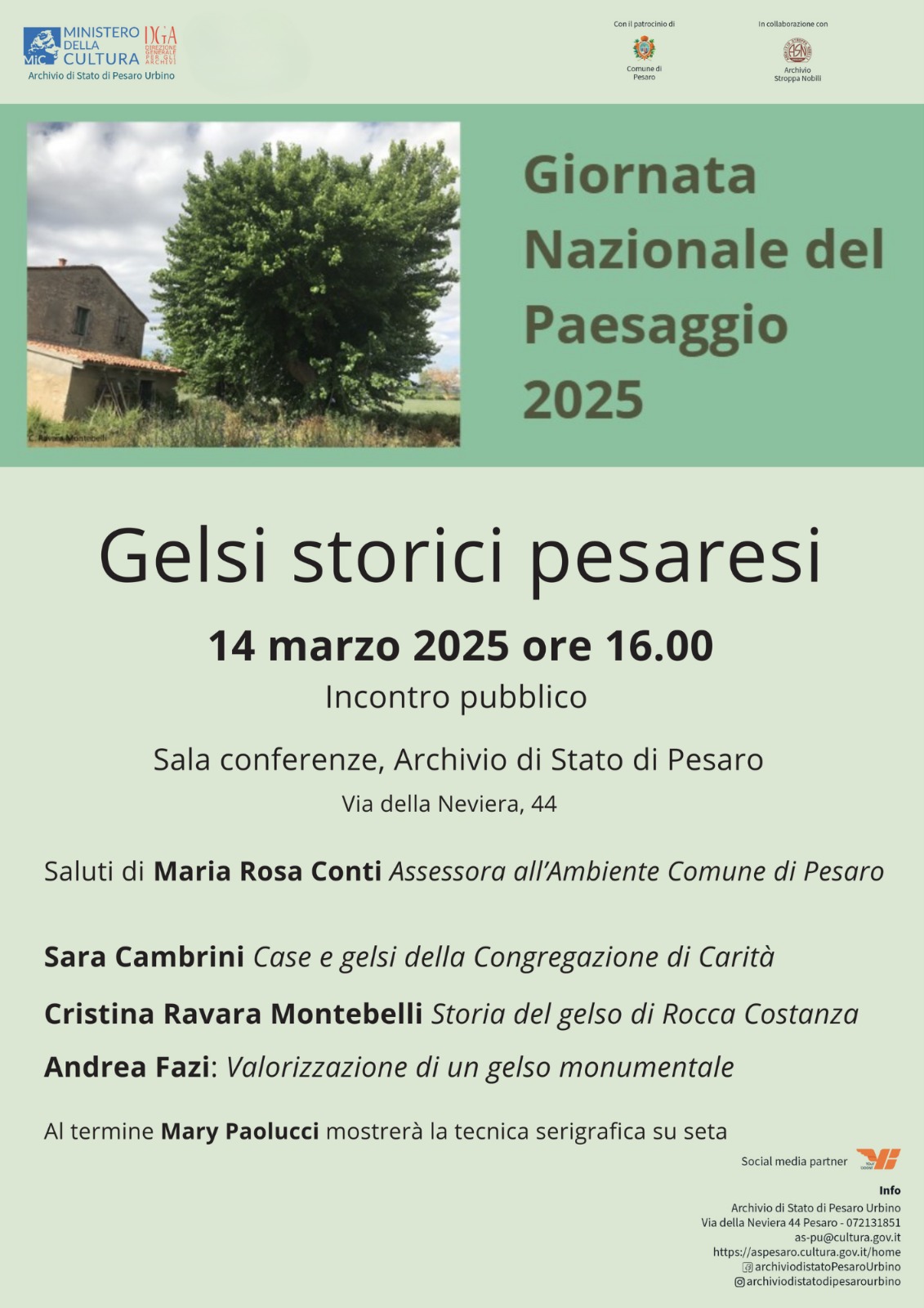 Gelsi storici pesaresi. Giornata nazionale del Paesaggio